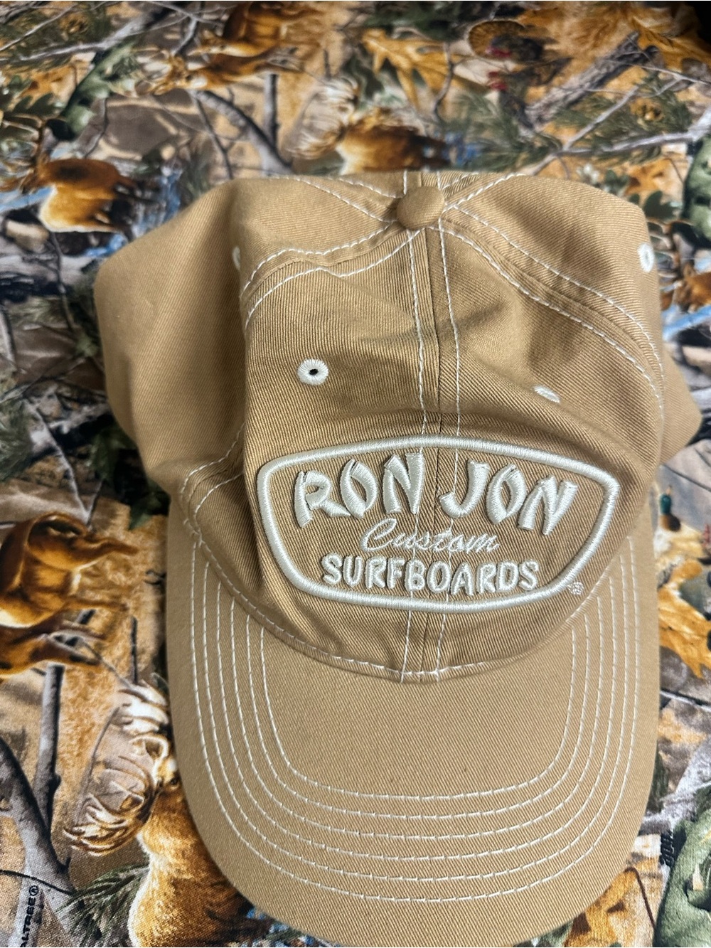 Ron Jon Tan Baseball Cap with White Embroidered Logo